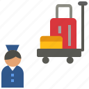 bellboy, luggage, carrier, transporter, bellman