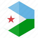 africa, country, design, djibouti, flag, hexagon