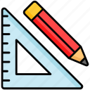 stationery, pencil, triangle, ruler, instrument, geometric, tool