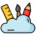 cloud, painting, drawing, pencil, brus, ruler, scale