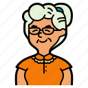 avatar, woman, old, glasses, profile, grandmother, user