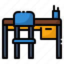 chair, desk, education, school, table