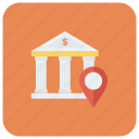 bank, location, map, money, navigation, pin