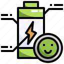 full, battery, level, smiley, energy, power