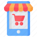 trolley, shop, online, shopping, cart, smartphone, store