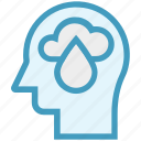 cloud, drop, head, human head, mind, thinking