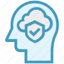 cloud, head, human head, mind, shield access, thinking