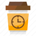 cup, break, clock, coffee, time