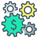 cogwheel, gear, making, making money, money, wheel