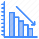 down, decrease, bar, chart, stats, statistics