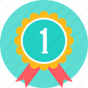 badge, achievement, award, reward, ribbon, one, 1