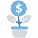 business, coin, dollar, finance, money, plant