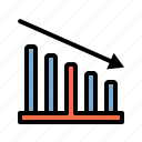 graph, chart, bar, finance, down