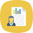 analysis, contact, list, report, user, user chart icon