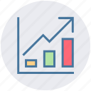 arrow, bars, chart, diagram, growth, report, sales