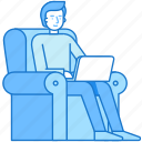 armchair, business, freelance, laptop, man, outsource, work