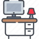 computer, desk, office, table, work desk icon, workplace