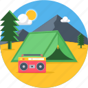 camp, camping, evening, holiday, outdoor, picnic, tent