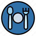 dinner, dish, fork, knife, restaurant