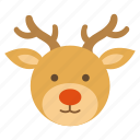 christmas, deer, nose, red, reindeer, santa, winter