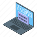 laptop, cipher, isometric