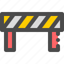 barrier, block, construction, road, street