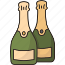 champagne, bottle, alcoholic, beverage, drink