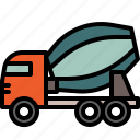 truck, construction, transport, site, vehicle, cement mixer, cement