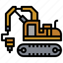 bulldozer, car, construction, excavator, hammer, transportation, truck