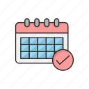 calendar, date, mark, schedule, tick