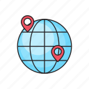 global, gps, location, map, online