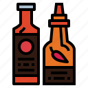 bottles, condiment, liquid, sauces