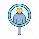 human resource, magnifier, recruiting, recruitment, scan, search