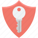 access, key, lock, protection shield, shield