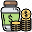 budget, coin, fund, jar, saving