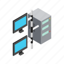 data, equipment, internet, isometric, monitor, server, storage