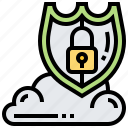 cloud, lock, protection, security, shield