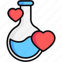 chemistry, flask, love, heart