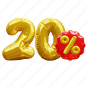 20 percent, percentage, discount, sale, balloon number 