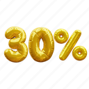 30 percent, percentage, discount, sale, balloon number 