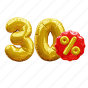 30 percent, percentage, discount, sale, balloon number 