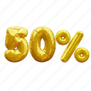 50 percent, percentage, discount, sale, balloon number 