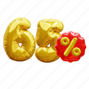 65 percent, percentage, discount, sale, balloon number 