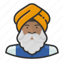 avatar, beard, indian, man, sikh, turban, user