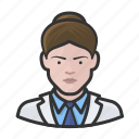 avatar, brunette, doctor, labcoat, millennial, user, woman