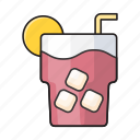 cube, ice, juice, soda, straw