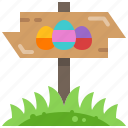 easter, signage, pole, egg, hunt, guide, post