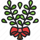 willow, branch, leaves, bow, bouquet, leaf