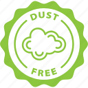 dust, free, label, stamp, green, dust free