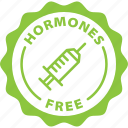 hormones, free, label, stamp, green, hormones free